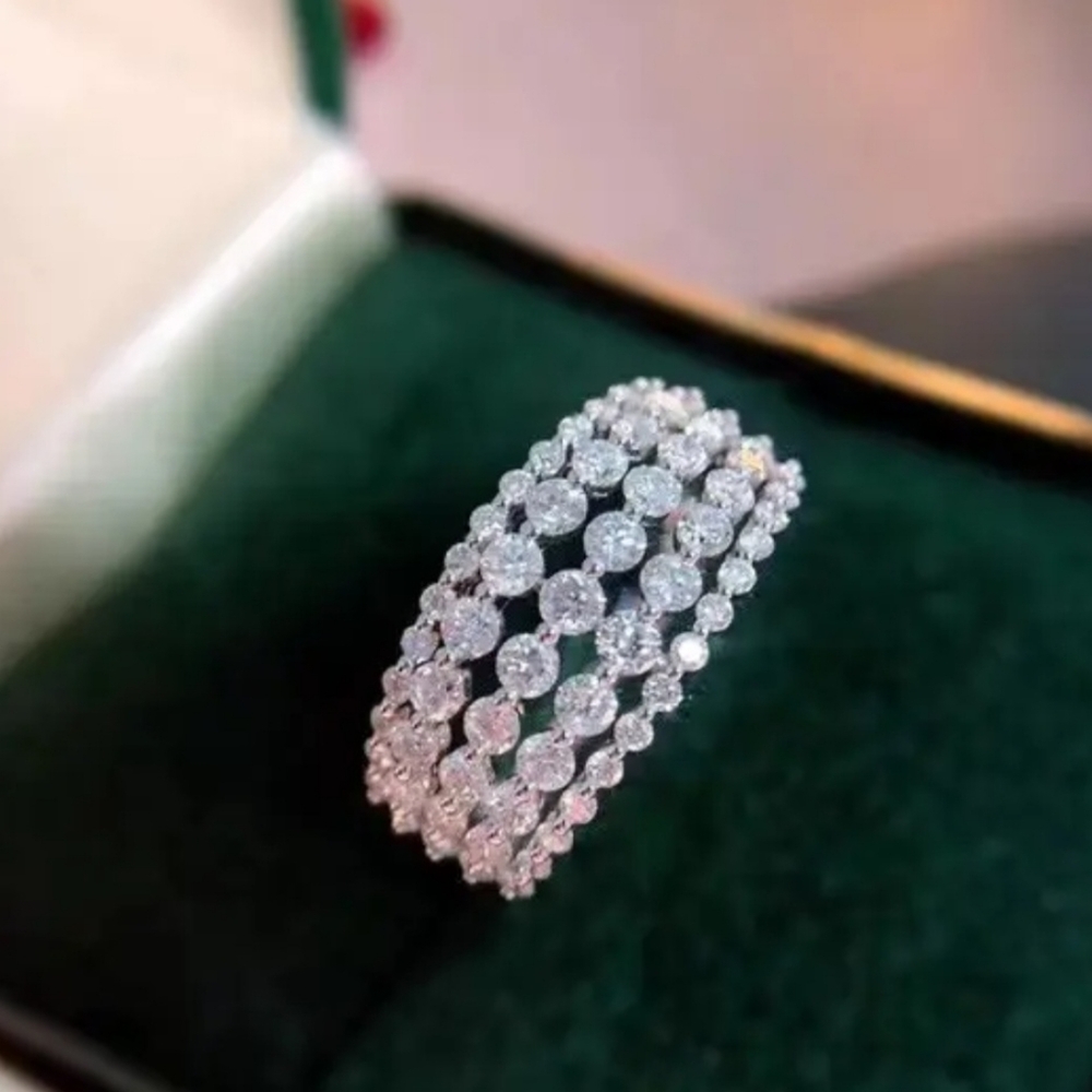 Women's ring 925 plated with rhinestone size 6 to 9 - Picture 2 of 4